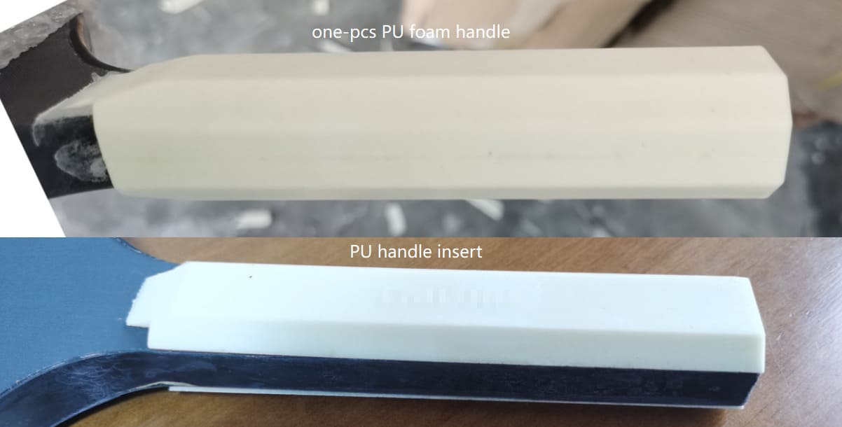 PU handle insert and full-wrap one-piece PU handle detail